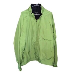 Eddie Bauer Men Green Full Zip Drawstring  Windbreaker Hooded Large Tall